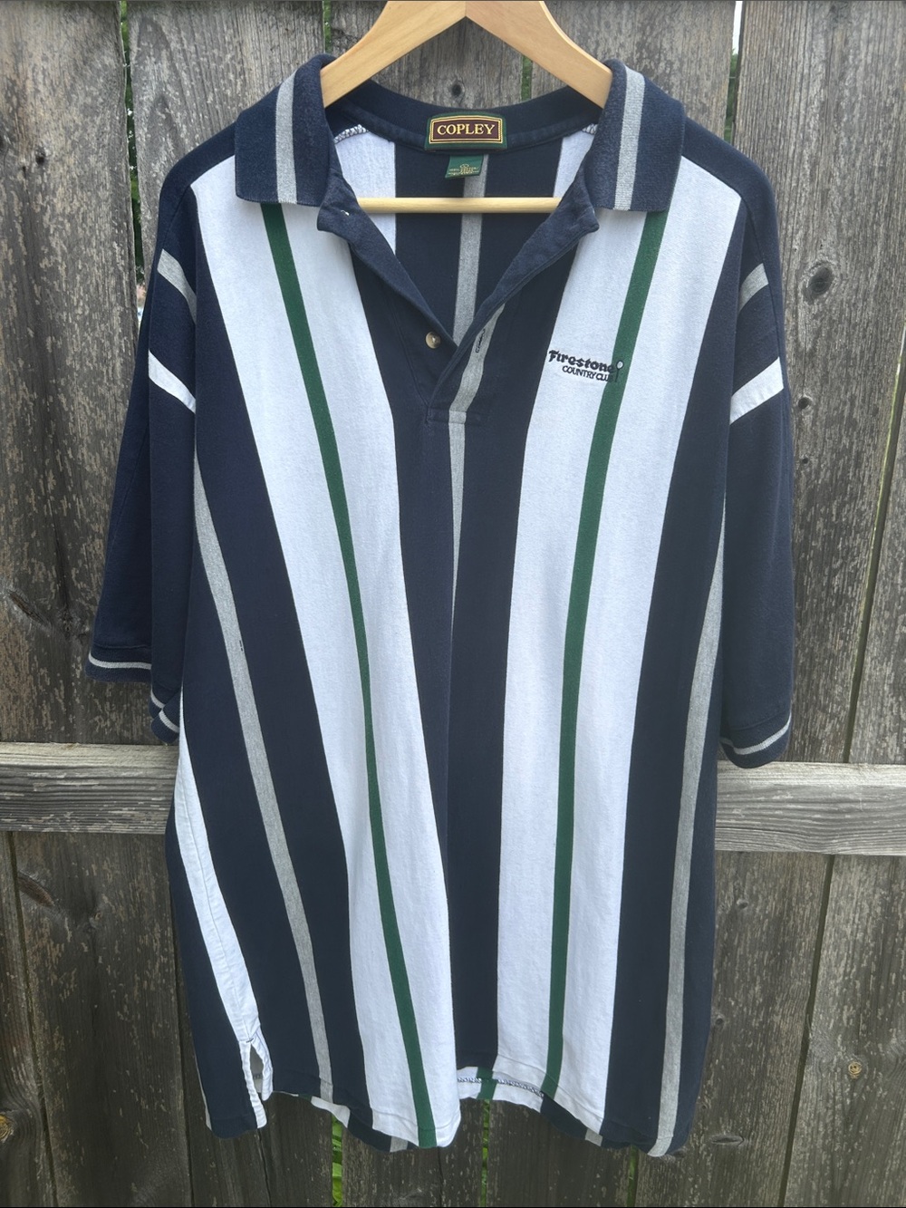 Vintage 90s Copley Firestone Country Club Sleeve Embroidered Polo L